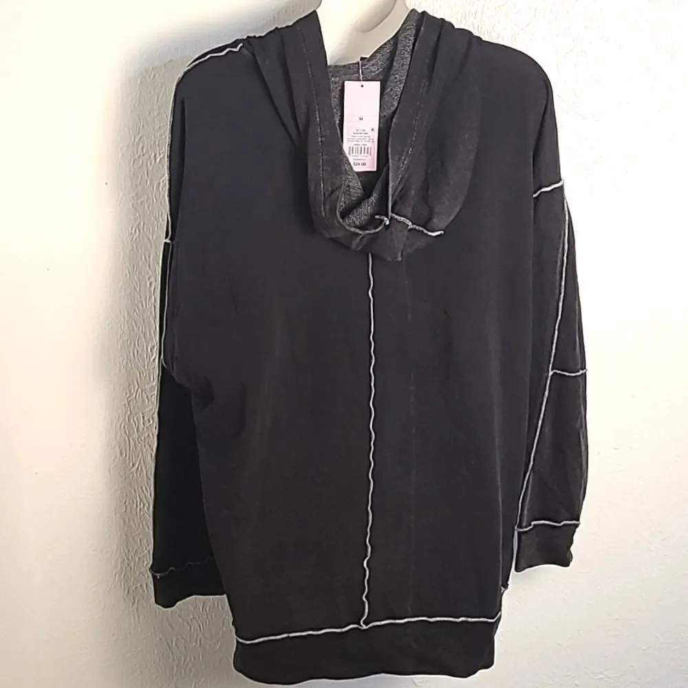 Wild Fable Seamed Hoodie Longsleeve T-Shirt, Distressed Black, Size Medium, NWT - Picture 6 of 12